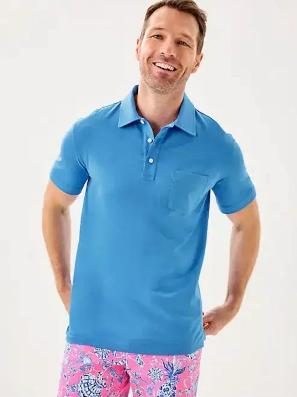 NWOT Lilly Pulitzer Men's Stuff XXL Blue Aarons Polo
